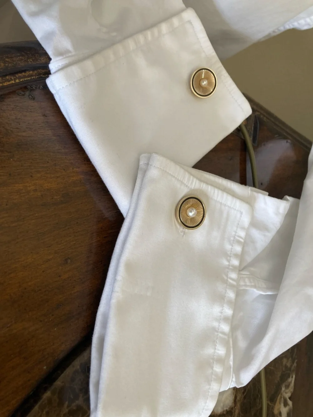 Vintage Anson Gold Tone Pearl  Anson Cufflinks & Swank Tie Bar Dress Set